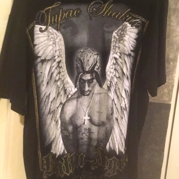 Tupac Shakur Black and Grey T-Shirt Sz. 2XL *EUC - Picture 2 of 5